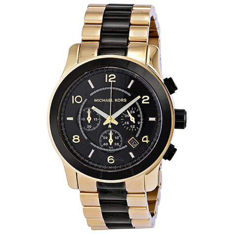 michael kors gold chronograph watch black face|michael kors black watch men.